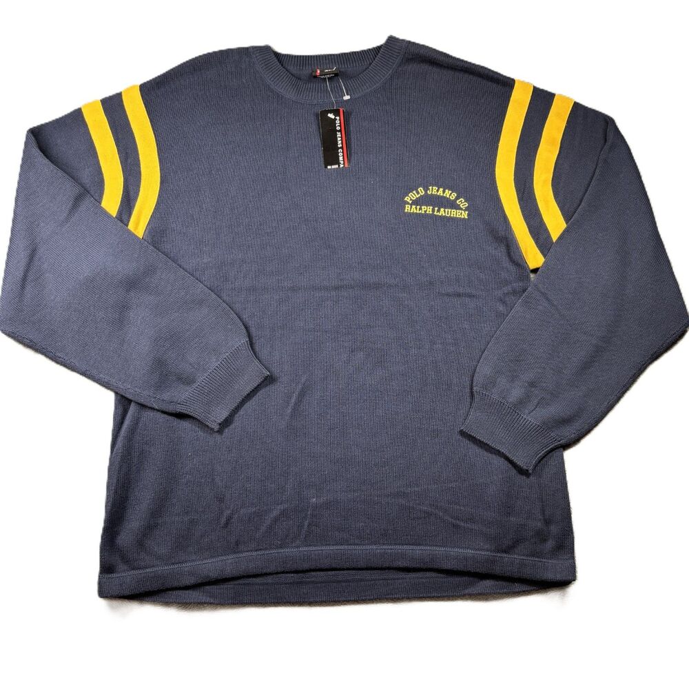 Polo Jeans Company Ralph Lauren Men Sweater Vintage Y2K NWT Navy Gold XXL K111